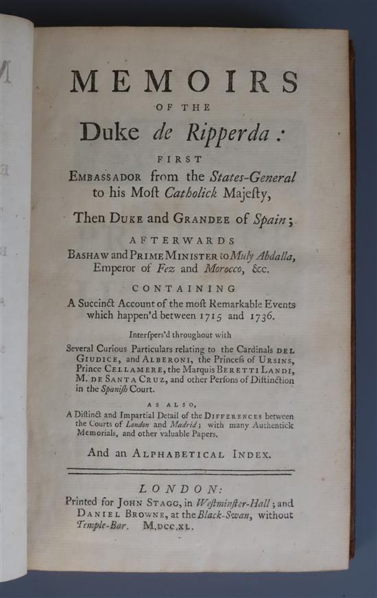 [Campbell, John] - Memoirs of the Duke de Ripperda, first ambassador from the States-General to his most